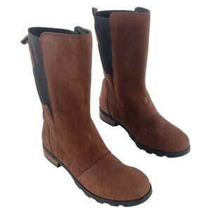 Sorel Brown Nubuck Leather Waterproof Riding Boots Women's Size 9 Pre-Owned